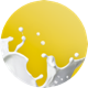 splash of milk in yellow circle splash of milk in yellow circle
