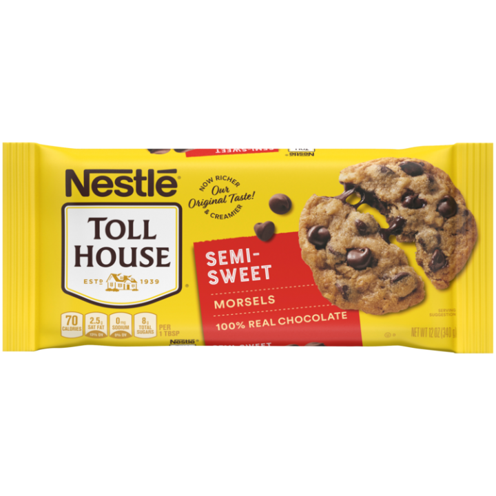 Semi Sweet Chocolate Morsels Nestle Toll House (toll house cookies, toll house chocolate crunch cookie, toll house chocolate chip ruth was baking chocolate cookies when she found out that she didn't have any more baker's the recipe is printed on the chocolate package up to this day, giving everyone a chance to make their. nestle toll house semi sweet chocolate morsels 12 oz