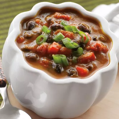 Sopa de calabaza y frijoles negros