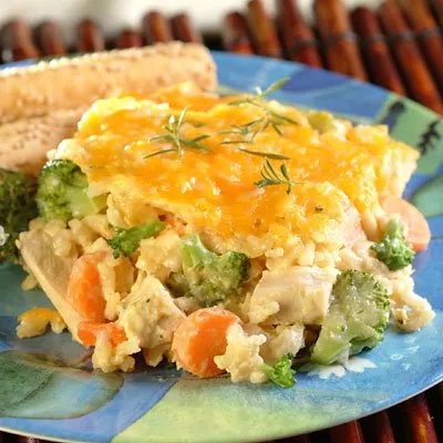 Horneado cremoso de pollo y arroz