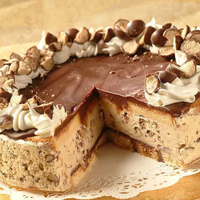 Torta crujiente de capuchino cubierto de chocolate congelado