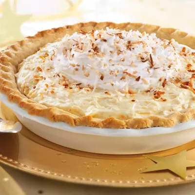 Pastel de natillas de coco "tostado"