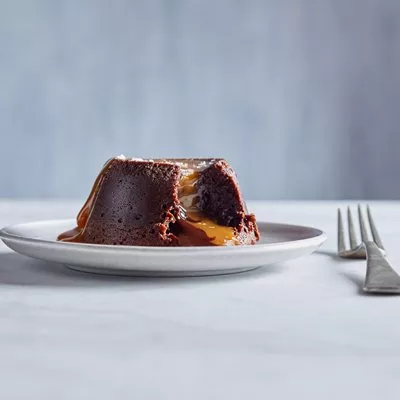 Caramel & Sea Salt Topped Molten Chocolate Cakes
