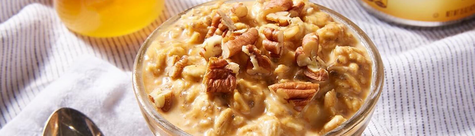 Avena para pastel de calabaza durante la noche