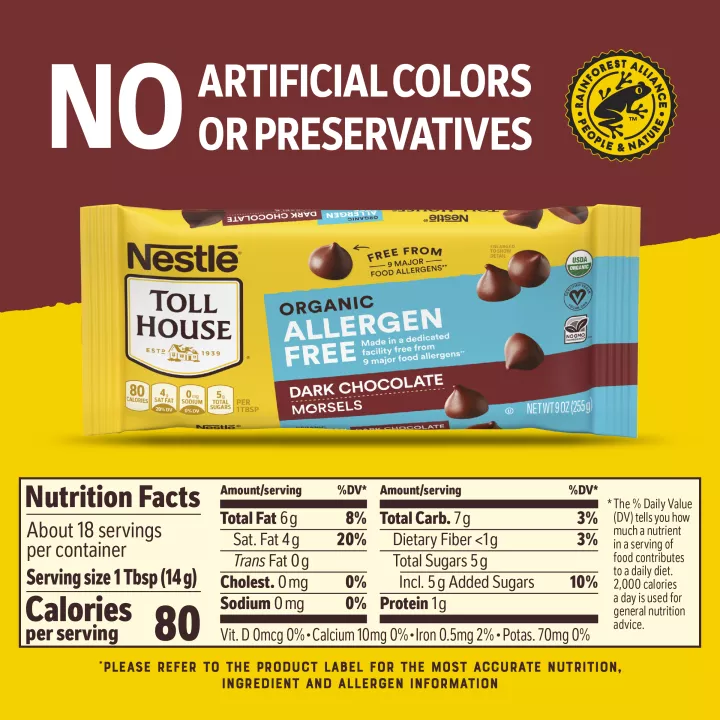 Organic Allergen Free Dark Chocolate Morsels