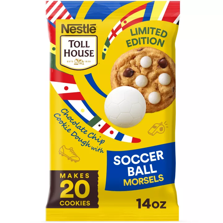 Front Center view of TOLL HOUSE Refrigerated Cookie Dough Soccer Morsel Chocolate Chip Bar 14oz NET WT 14 OZ (396g) product.