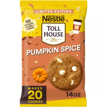Front Center view of Nestle Toll House Pumpkin Spice Refrigerated Cookie Dough NET WT 14 OZ (396 g) product.