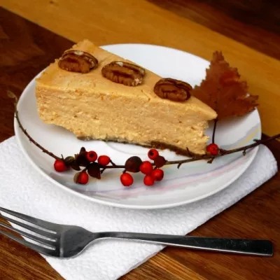 Pumpkin Cheesecake with Gingersnap Crust