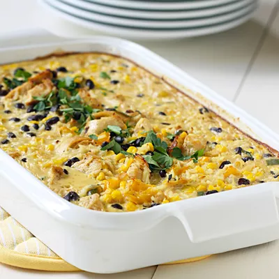Fiesta Chicken, Rice & Bean Casserole