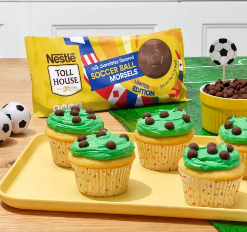 Cupcakes con los colores del equipo de fútbol de Toll House