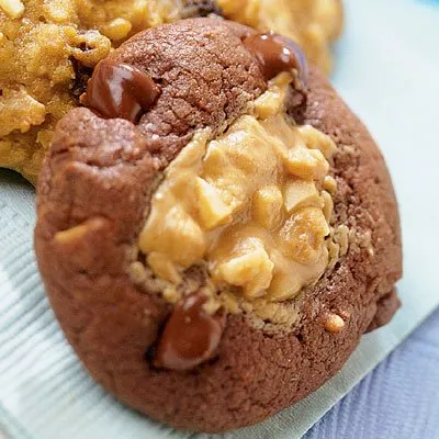 Double Chocolate Peanut Butter Thumbprint Cookies