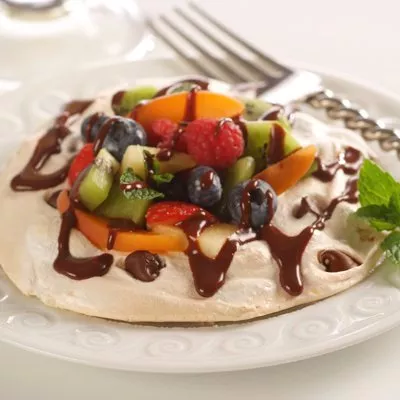Fruit-Filled Chocolate Chip Meringue Nests