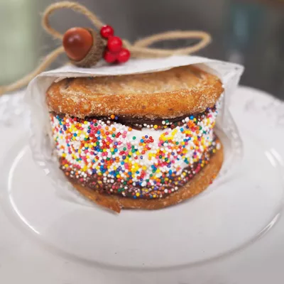 Dipped Churro Ice Cream Sandwiches