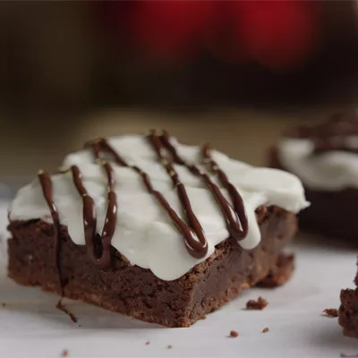 Dark Chocolate Brownies With Zebra Chocolate Drizzle