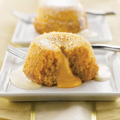 Butterscotch Spice Molten Cakes with Cream Sauce