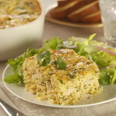 Cazuela de Tostada Francesa de Durazno y Almendras