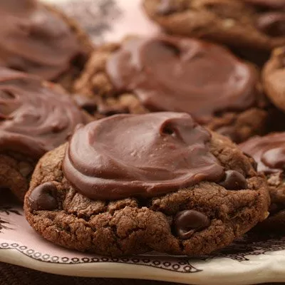 Frosted Double Chocolate Cookies