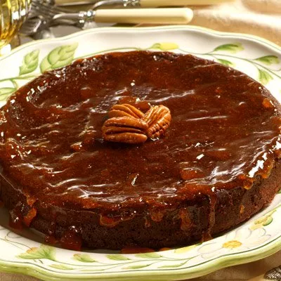 Flourless Chocolate-Pecan Cake with Apricot Glaze