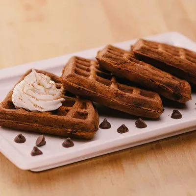 Chocolate Eggnog Waffles