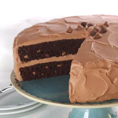 Rich Chocolate Cake With Creamy Peanut Butter Milk Chocolate Frosting