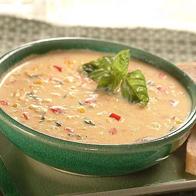 Creamy Corn Chowder with Basil