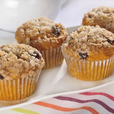 Muffins de Calabaza Cubiertos de Migajas