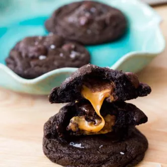 Salted Caramel Dark Chocolate Cookies