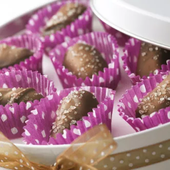 Chocolate Dipped Caramels with Sea Salt