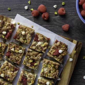 Raspberry & Pistachio Blondies