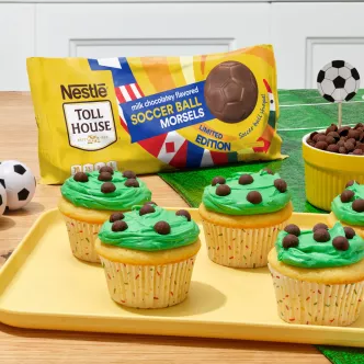Cupcakes con los colores del equipo de fútbol de Toll House