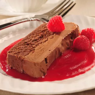 Chocolate Hazelnut Terrine With Raspberry Sauce