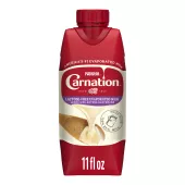 Front Center view of NESTLE CARNATION Lactose Free 11oz Tetra Carton NET / NETO 11 fl oz (325 mL) product.
