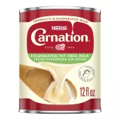 Front Center view of CARNATION Fat Free Evaporated Milk 12 fl. oz. Can NET 12 fl oz (354 mL) product.